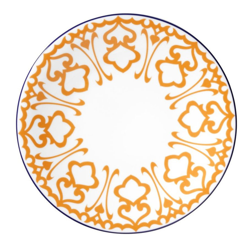 Mattapan Piece Porcelain China Dinnerware Set - Service for 6, White/Orange/Dark Blue