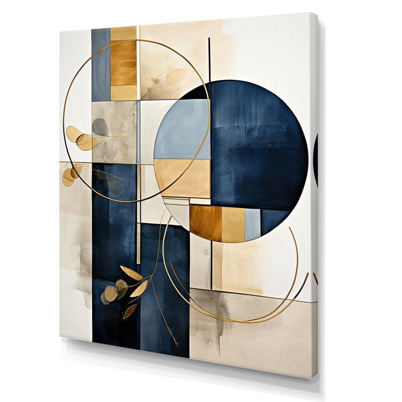 Impression sur toile géométrique moderne organique simple bleu marine I, H 32 po x l 24 po x P 1 po, Toile tendue