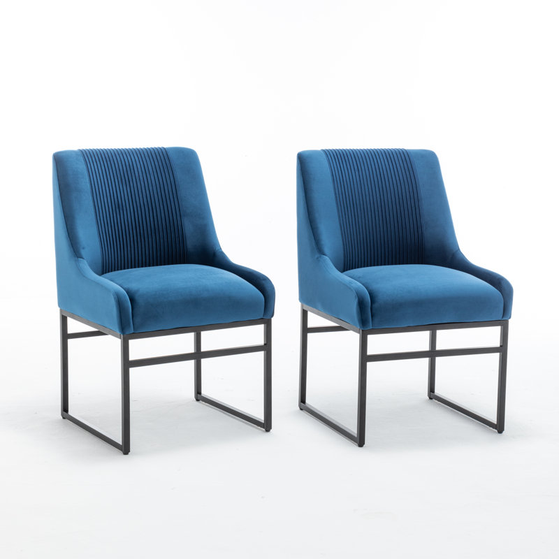Chaise d'appoint en velours Seymore, Marine