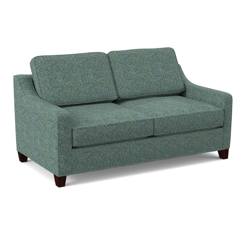 Clark 74" Square Arm Sofa with Reversible Cushions, Empire Mahogany, Connelly Peacock