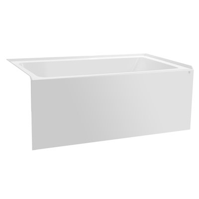 Condris 54" Acrylic Alcove Soaking Bathtub with Apron Front, Round Overflow, Left Drain, Anti-Slip, White