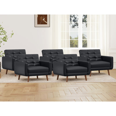 36.61'' Wide Tufted Upholstered Faux Leather Accent Armchair
