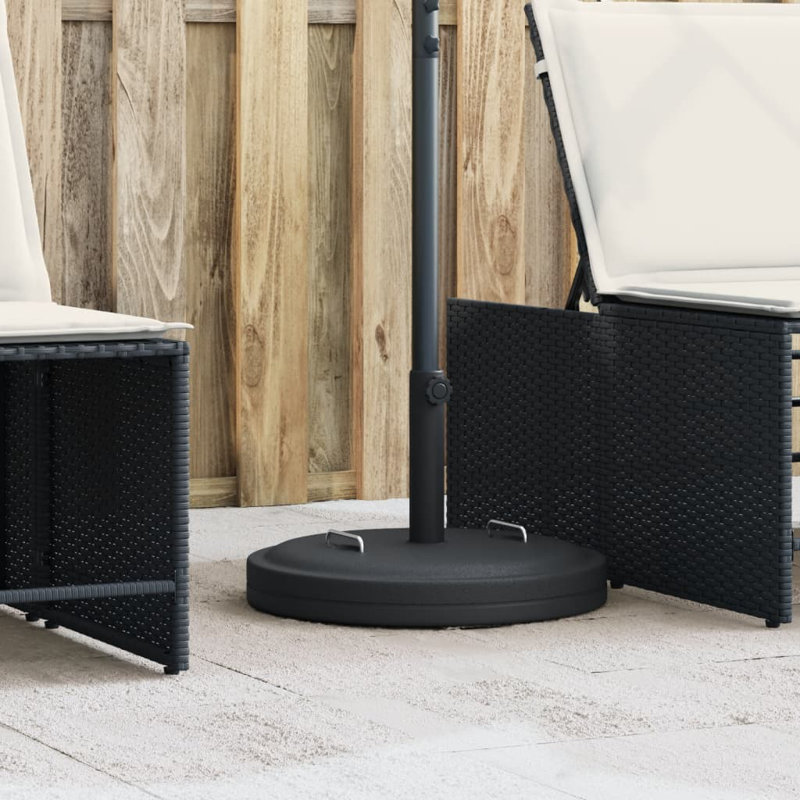 Base de parasol Vidaxl noir PE et béton rond contemporain