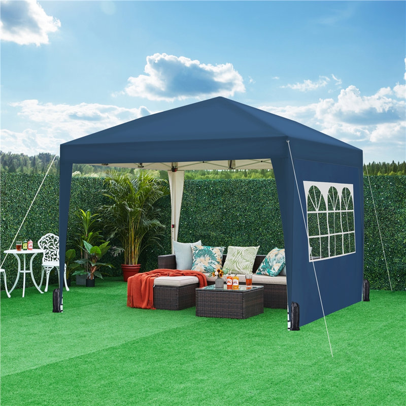 Iron Pop-Up Gazebo, 287cm H x 300cm W x 300cm D, Navy Blue