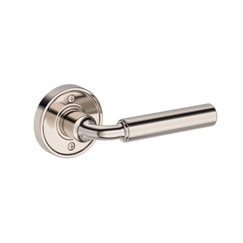 La Conner Full Dummy Lever with Recessed Round Rose in Venetian Bronze, Polished Nickel