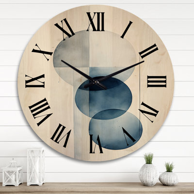 Horloge murale Essential Essential Cercles Retro Blue Watercolor II