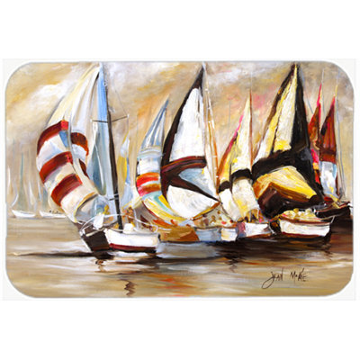 Caroline's Treasures Boat Binge Sailboats Glass Cutting Board