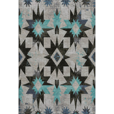 Premium Machine Washable Mayfield AMF1893 Aztec Rug