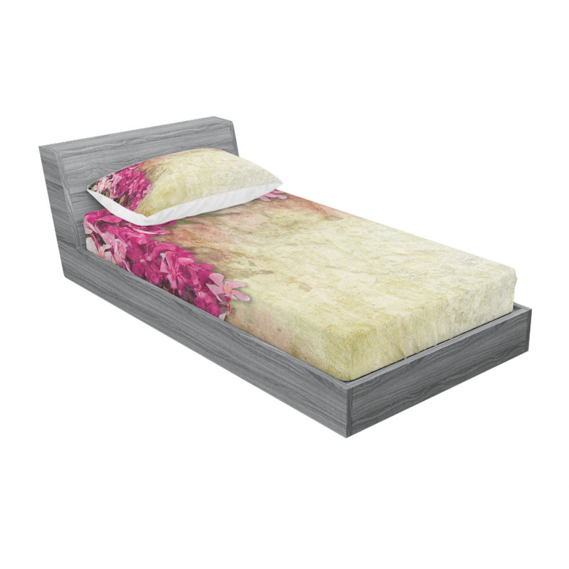 Ensemble de draps floral à motif vieilli, Ensemble de draps pour lit simple avec drap-housse