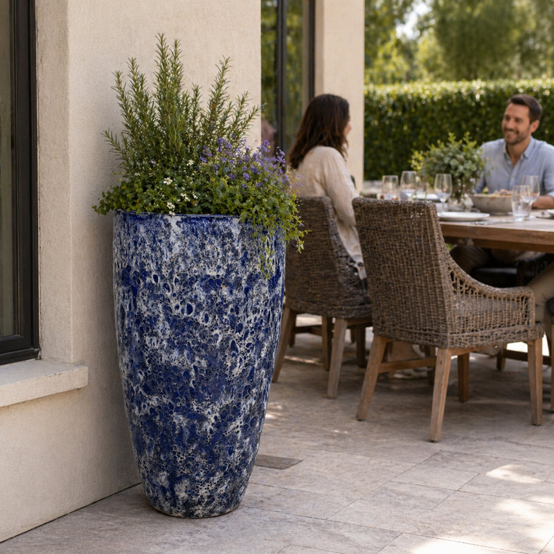 21 po. Vase Calypso - lave bleue