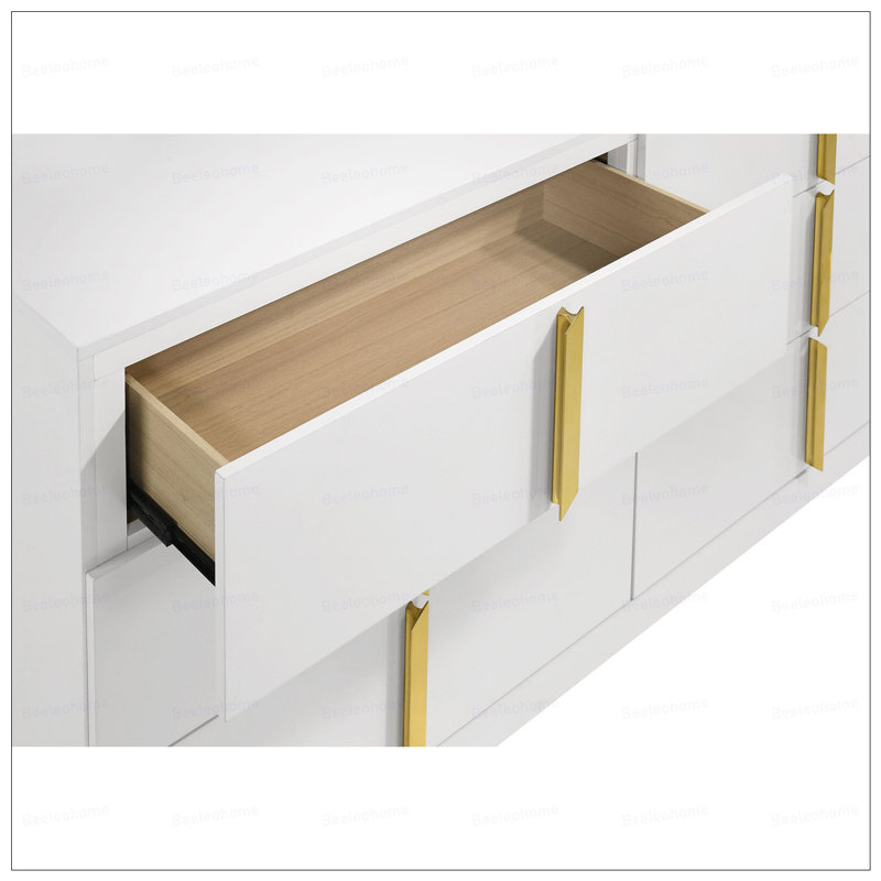 Commode 6 tiroirs très brillante avec miroir