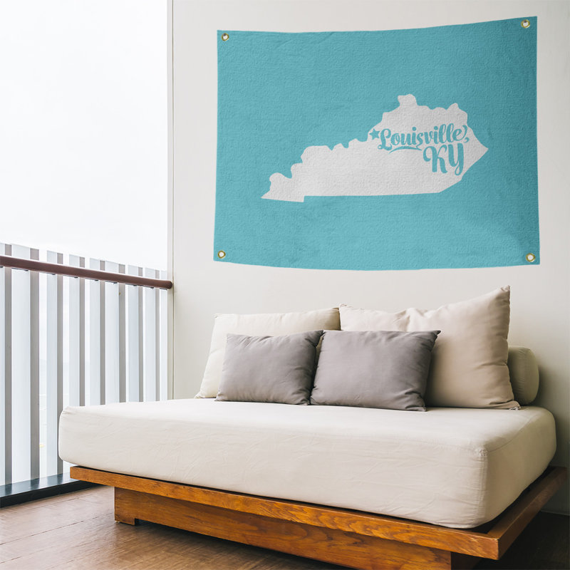 Tapisserie murale louisville kentucky, H 59 po x l 80 po, Bleu sarcelle