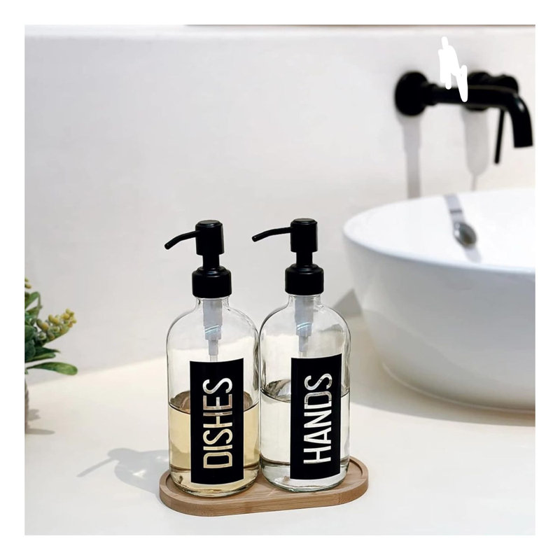 Black Glass Soap Dispenser Set 2 Pack