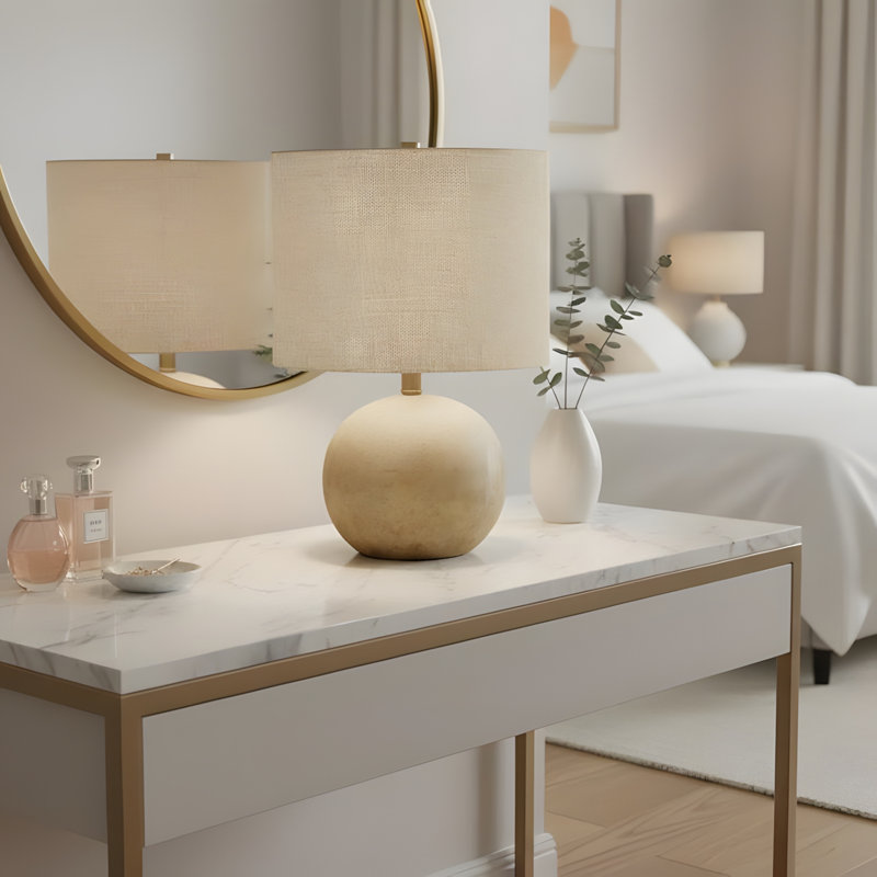 Lighting, 20"h, Table Lamp, Beige Concrete, Beige Shade, Contemporary, Beige