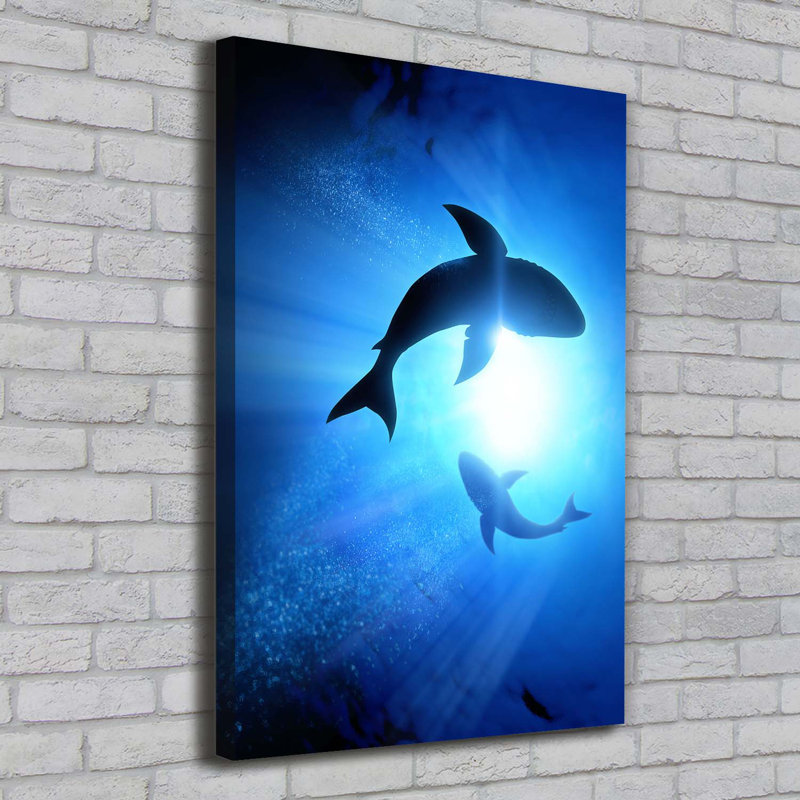 Silhouettes Of Sharks - Wrapped Canvas Print