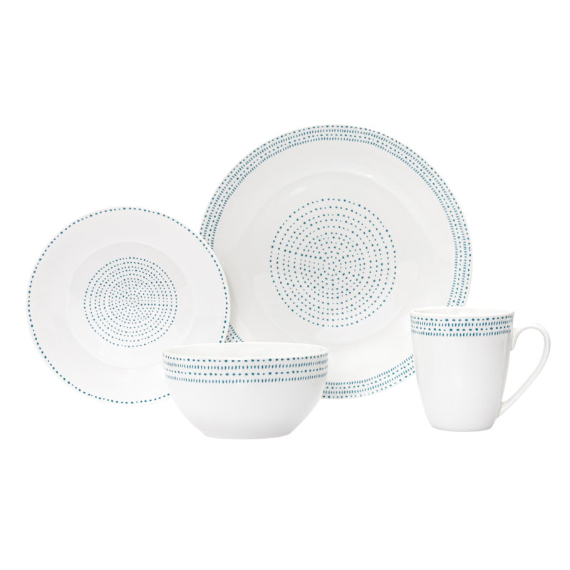 Classic Modern Farmhouse 16-Piece White Porcelain Dinnerware Set