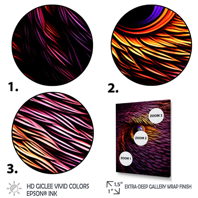 «Purple Feather Dreams I - Glam Feather», art mural, H 20 po x l 12 po x P 1 po, Cadre flottant doré