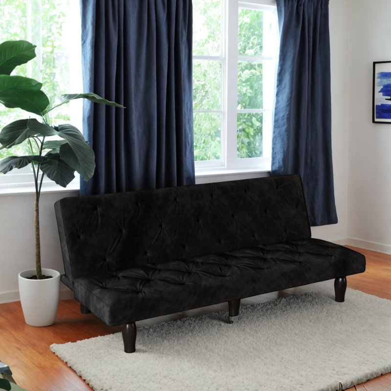 Javaughn Sofa Bed Sleeper Sofa, Black Velvet