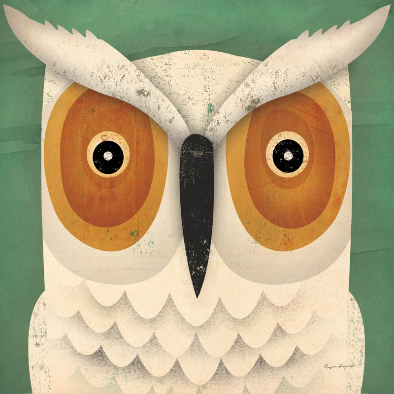Hibou blanc, H 36 po x l 36 po