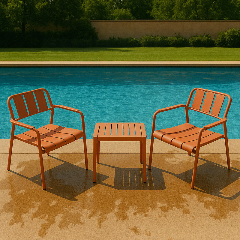 2-Piece PP Single-Seater Chairs + Coffee Table Set – Indoor/Outdoor Multi-Purpose Furniture For Living Room,Balcony,Beach (No Assembly Chairs, Easy Setup Table) – Polypropylene