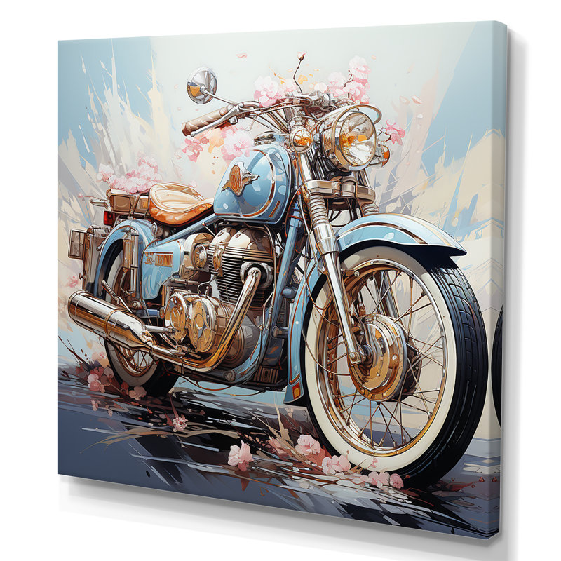 Motocyclette la liberté attend sur toile, H 30 po x l 30 po x P 1 po, Toile tendue