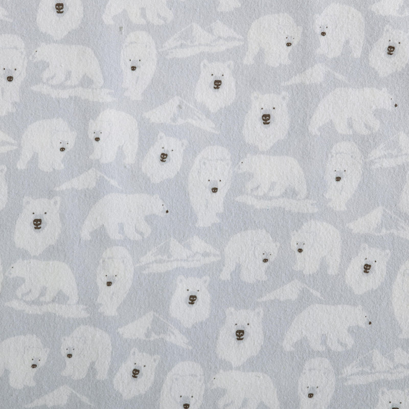 100% Cotton 200 Thread Count Flannel Sheet Set, Queen Sheet Set with 2 Pillowcases, Explorer Bears Grey