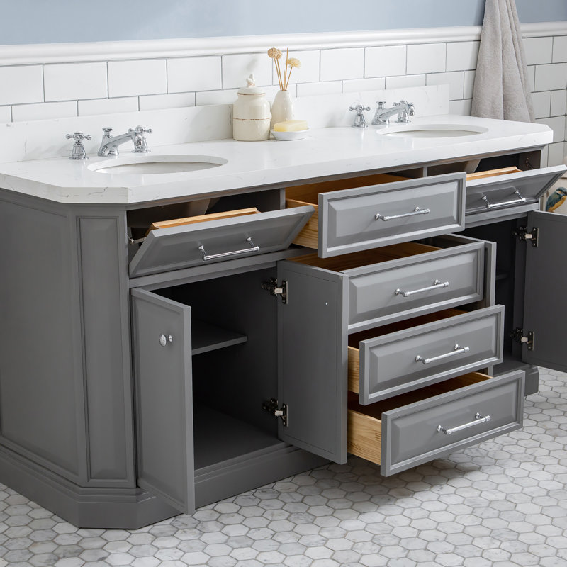 Palace 72'' W Double Vanity, Cashmere Gray, Polished Chrome
