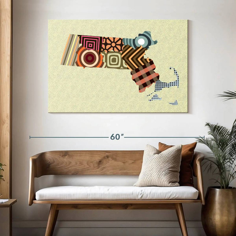 Massachusetts State Map, 32" H x 48" W