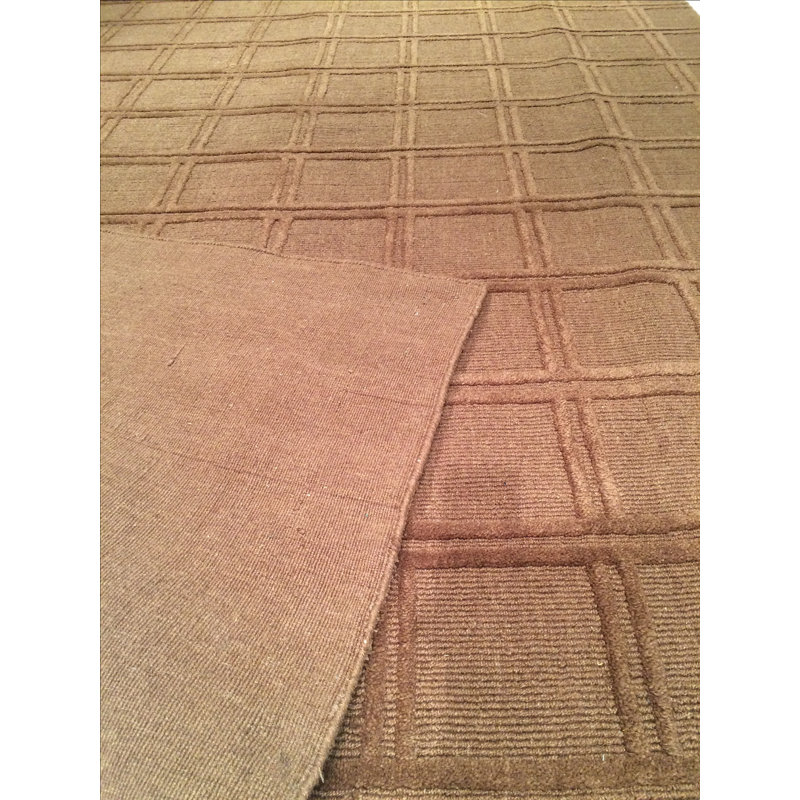Wool Geometric Area Rug in Brown