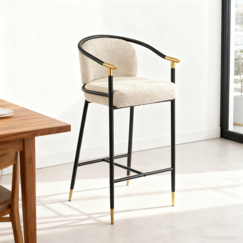 Tabouret de comptoir rembourré avec, Beige