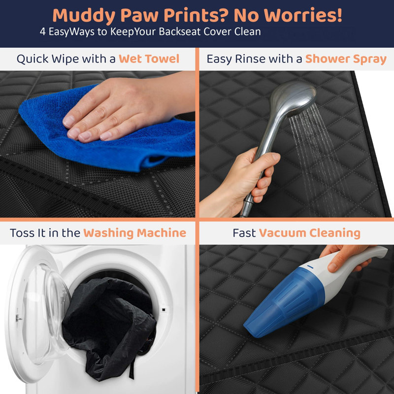 XL Dog Car Seat Cover for Back Seat, Waterproof Hammock for Car, SUV & Truck, Non-Slip Backseat Cover for Dogs, Heavy-Duty Dog Hammock Style Seat Protector Pets, Easy to Install & Clean