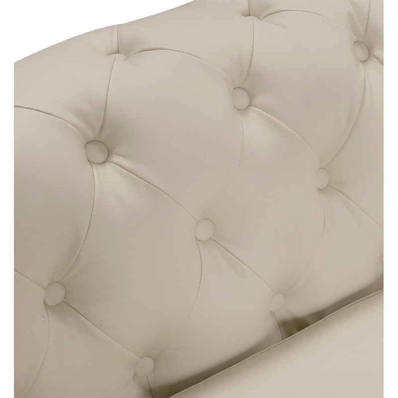 Canapé Chesterfield Amery, Similicuir ivoire