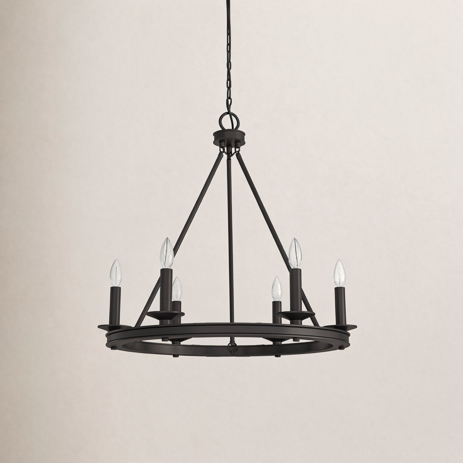 Shelli Chandelier, 23" H x 25" W x 25" D, Matte Black, 6