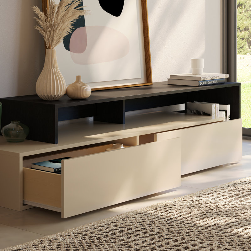 Meuble télé 72 po avec 2 tiroirs, Black