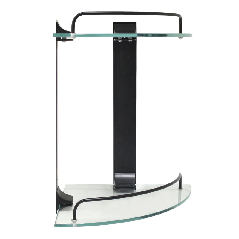 Lolley 2 Piece Corner Glass Corner Shelf, Rubbed Bronze