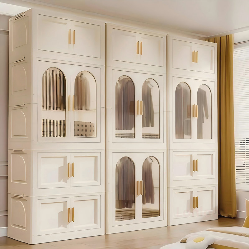 Armoire pliante polyvalente avec porte magnétique et roulettes pour un rangement efficace