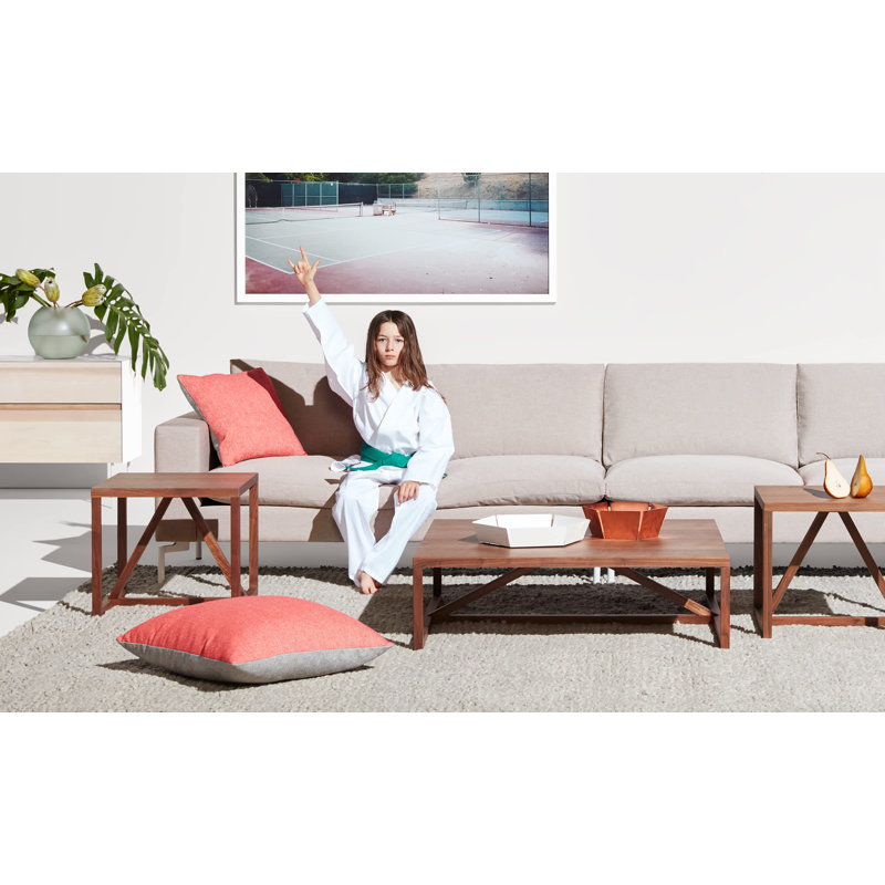 Strut Coffee Table, White, 14" H x 54" L x 20" W