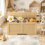 Storage Bench with Toy Box, 43.3-Inch Rattan-Like Storage Chest, Sturdy Entryway Bench Supports 220 lb, Safety Hinge with U-Shaped Opening, Easy Assembly, Natural