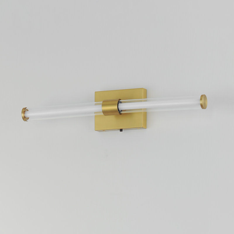 Machaela Single Transparent Dimmable LED Bath Bar, Natural Aged Brass