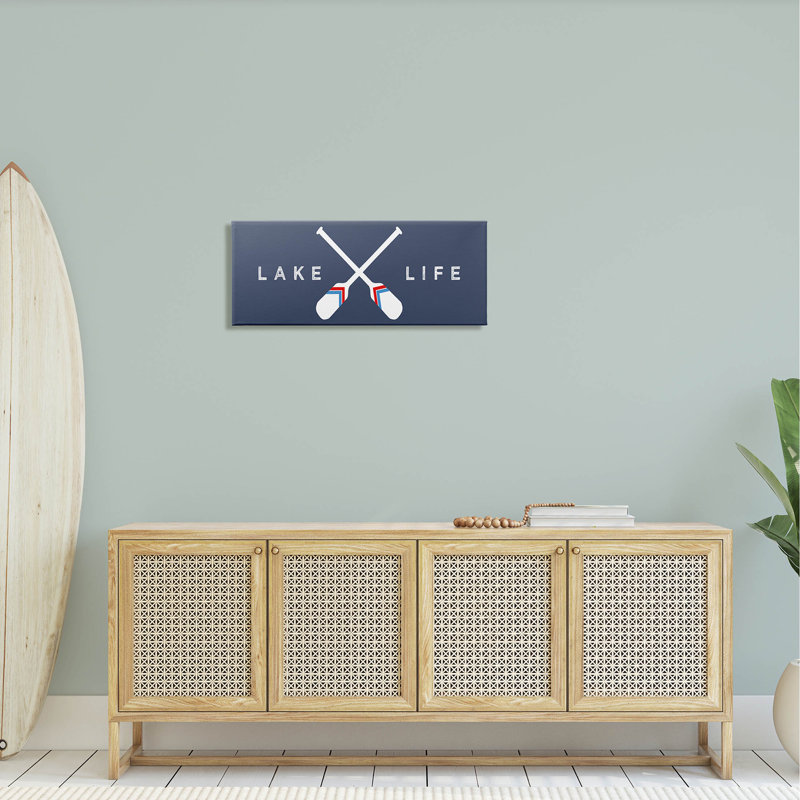 «Lake Life», art mural sur toile d'avirons rayés par Lil 'Rue, H 13 po x l 30 po x P 1,5 po