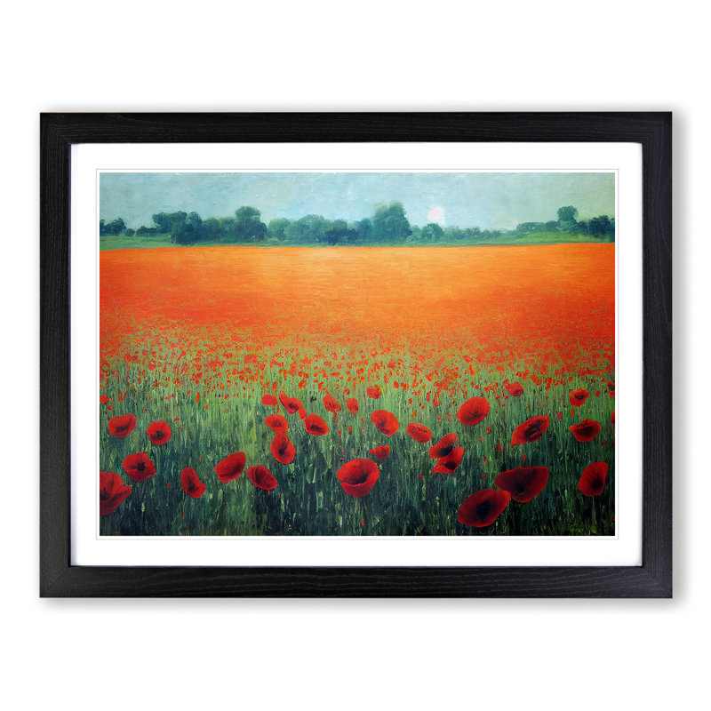 XH1022-8649X Superb Poppies Flowers 1 Piece Single Picture Frame Painting, 46cm H x 64cm W x 2cm D, Black