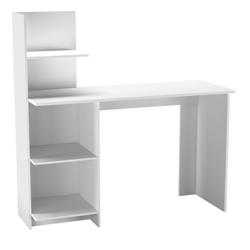 Sevik Solid Wood Computer Desk, White/Grey