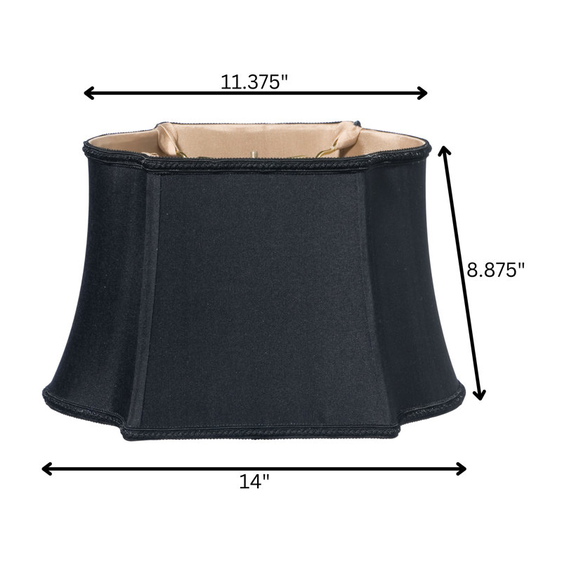 Abat-jour oblong avec abat-jour rond en tissu, Noir / Bronze