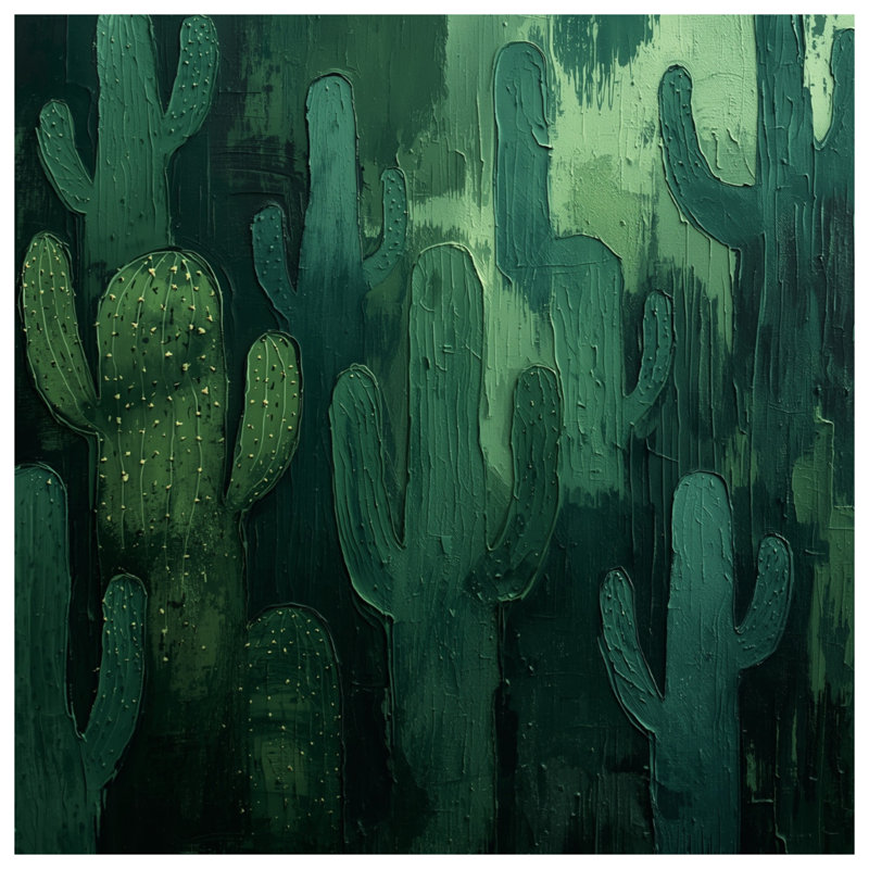 «Green Cactus», toile tendue avec châssis en plusieurs tailles, 16 po x 16 po