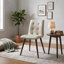 Ensemble de 2 chaises de salle à manger en cuir PU, beige avec pieds en bois massif et structure en fer