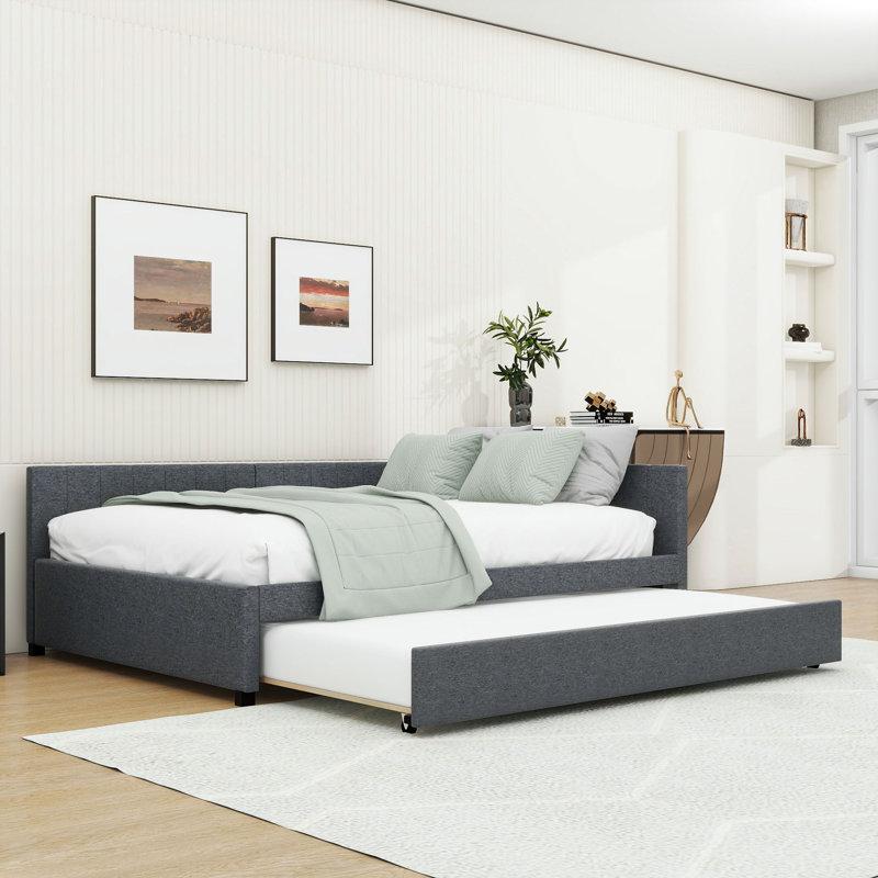 Lit de jour avec couchette Thelman, Gris, Double
