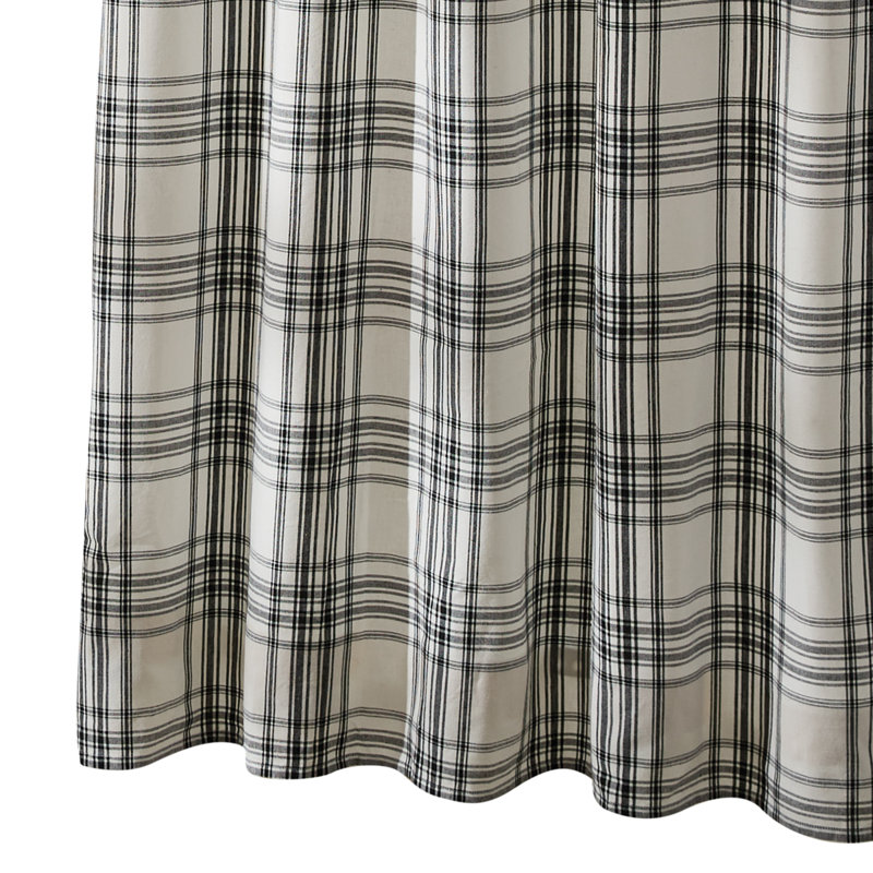 Black and White Plaid Cotton Shower Curtain 72x72