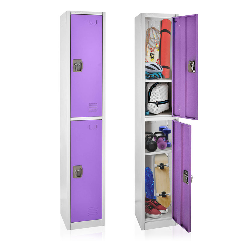 12'' Wide Purple Steel 2-Tier Ventilated Lockers Set