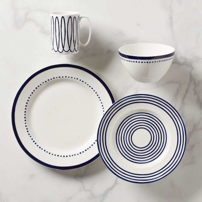 Charlotte Street Porcelain Dinnerware Set, Navy