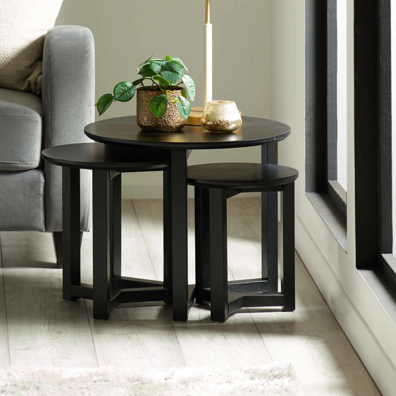 Analin Trestle Nesting Tables, Black